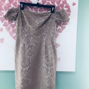 🆕Hutch- off the shoulder dress nude sparkles 💕